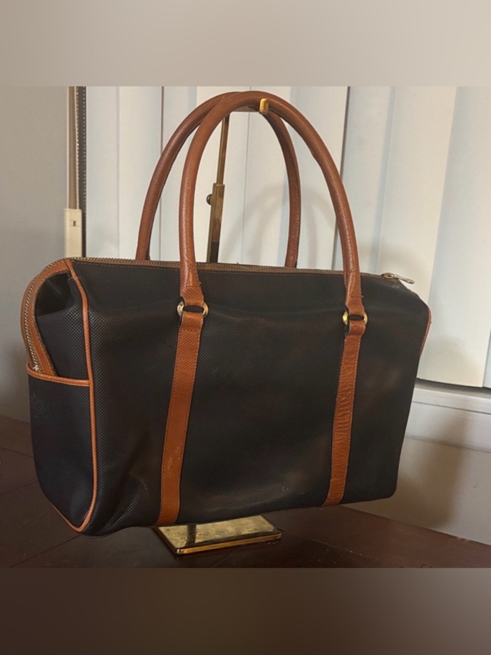 Bottega Veneta Black Travel Bag with Brown Leather Trim - Picture 2 of 6